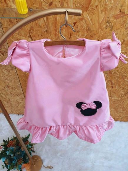 Vestido trapézio mínnie rosa baby