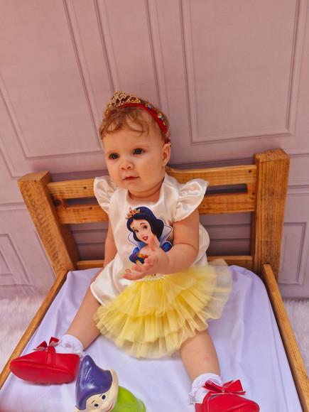 Vestido Trapézio Tematico Branca Neve