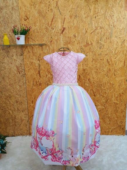 Vestido unicórnio Rosa