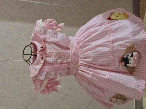 Vestido Luxo Fazendinha Cor de Rosa