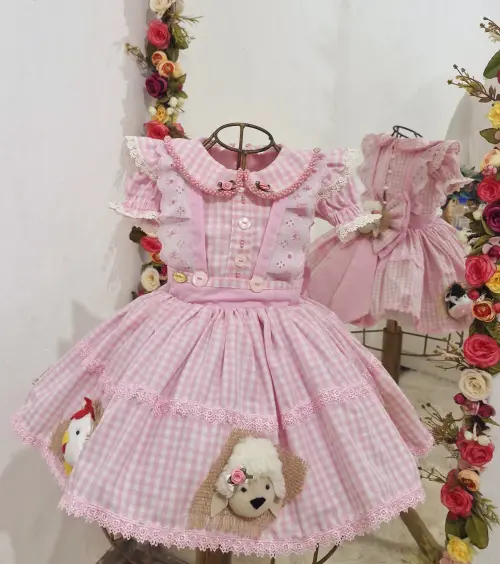 Vestido Luxo Fazendinha Cor de Rosa