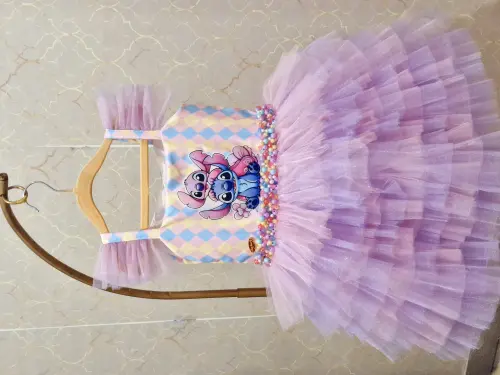Vestido Luxo Tema Stitch e Angel