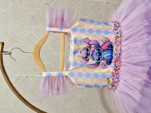 Vestido Luxo Tema Stitch e Angel