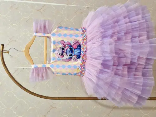 Vestido Luxo Tema Stitch e Angel