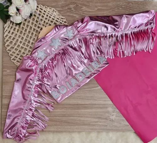 Conjunto Boiadeira Rosa Franja