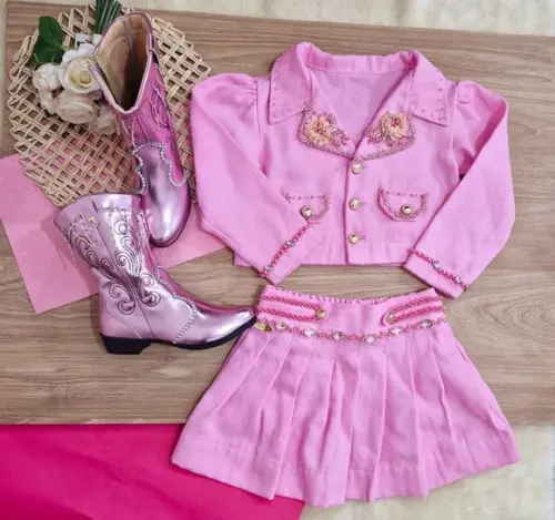 Conjunto Casaquinho e Saia Barbie Cowgirl