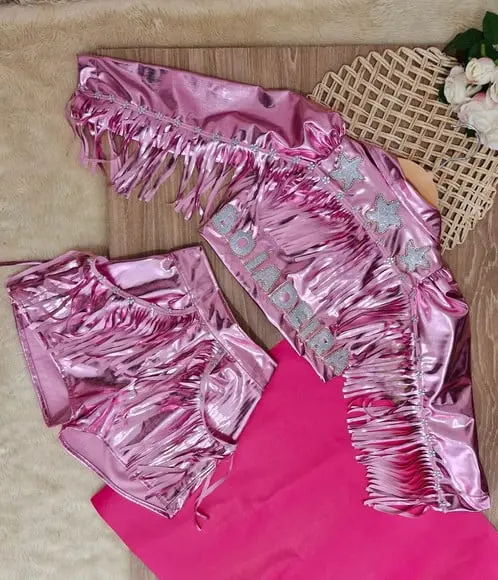 Conjunto Boiadeira Rosa Franja