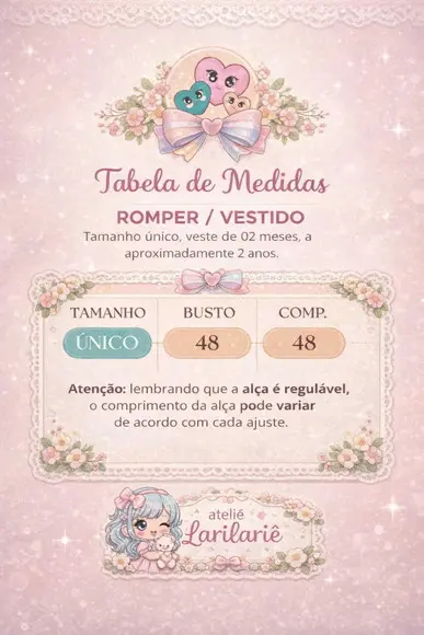 Romper Vestido Moana Tamanho Único