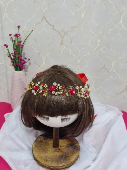 Tiara Aramada Vermelha Flor
