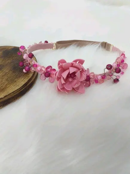 Tiara headband rosa mimosa