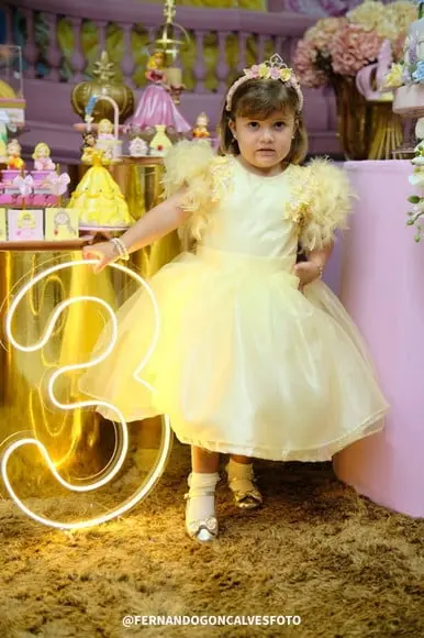 Vestido Amarelo Pluma Princesa Disney