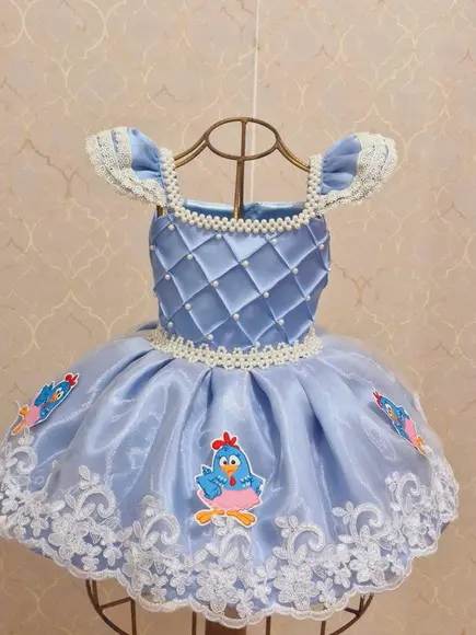 Vestido Azul Tema Galinha Pintadinha