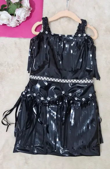 Vestido Cawgirl Preto Franja