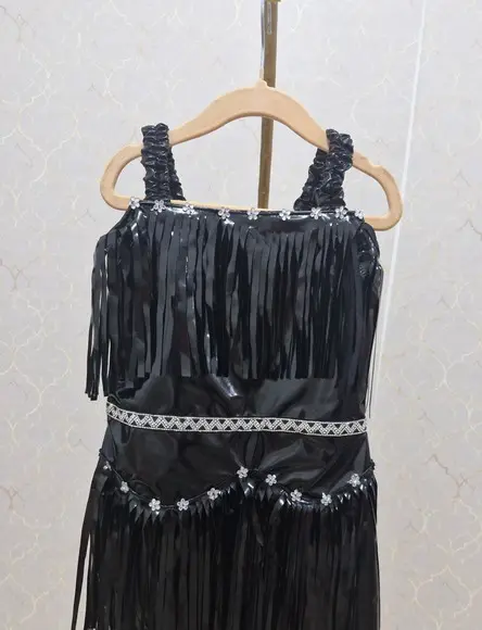 Vestido Cawgirl Preto Franja