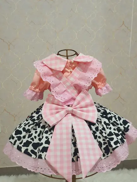 Vestido Jardineira Fazendinha Rosa