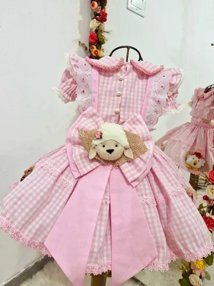 Vestido Luxo Fazendinha Cor de Rosa
