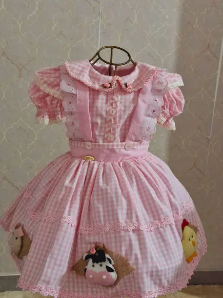 Vestido Luxo Fazendinha Cor de Rosa