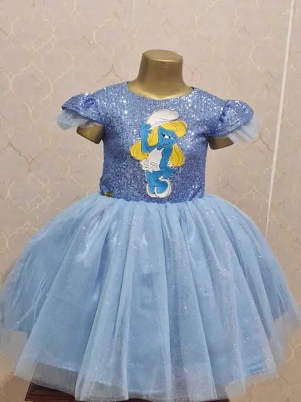 Vestido Luxo Infantil Smurfette