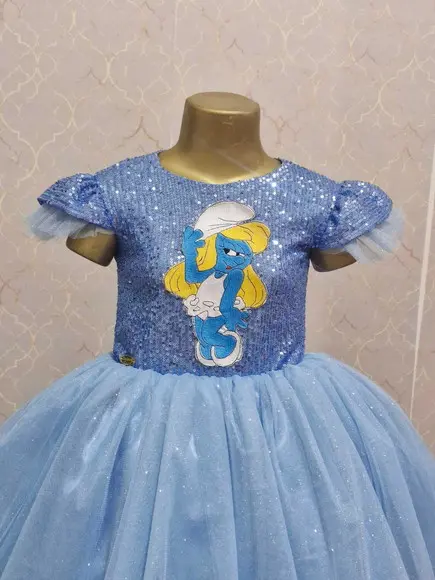 Vestido Luxo Infantil Smurfette