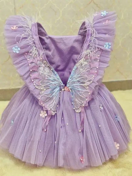Vestido Luxuoso Rosa Asa Fixa