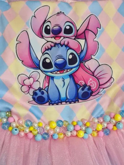 Vestido Luxo Tema Stitch e Angel