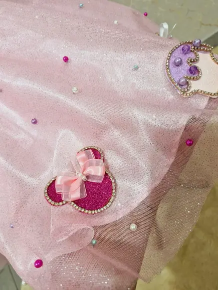 Vestido Minnie Confeiteira Luxo Rosa