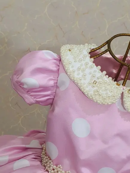 Vestido Mínnie Rosa E Branco