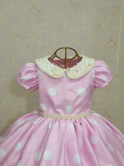 Vestido Mínnie Rosa E Branco