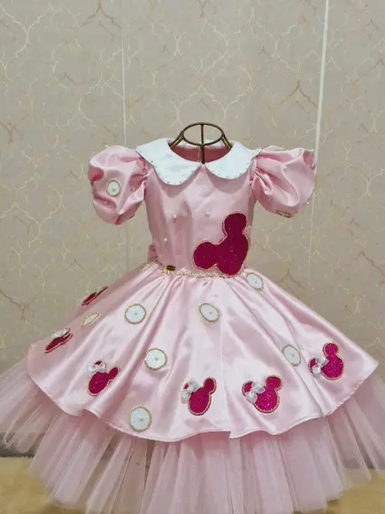 Vestido Minnie Rosa Bebê e Pink