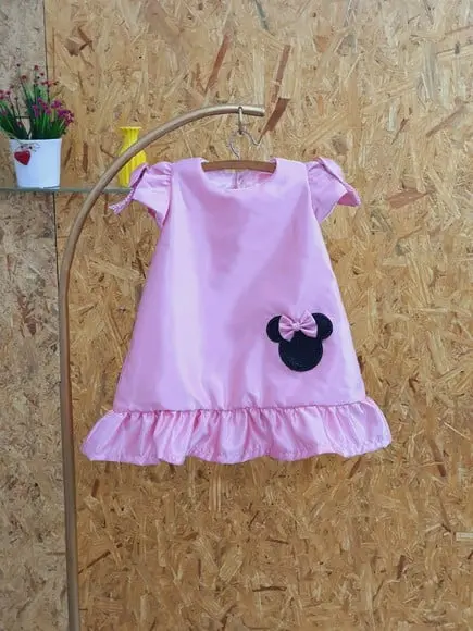 Vestido trapézio mínnie rosa baby
