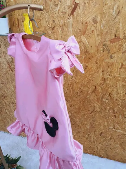 Vestido trapézio mínnie rosa baby