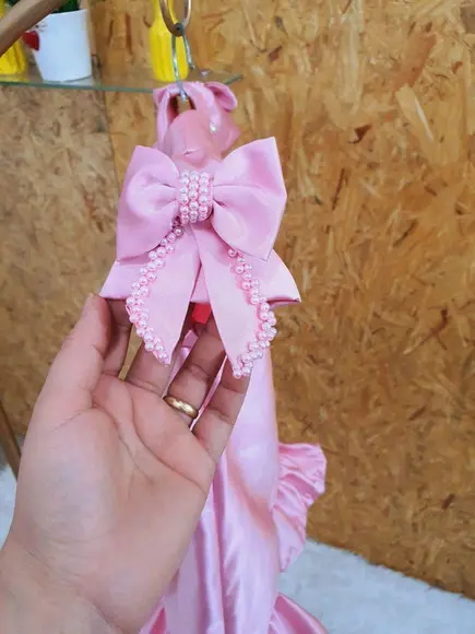 Vestido trapézio mínnie rosa baby