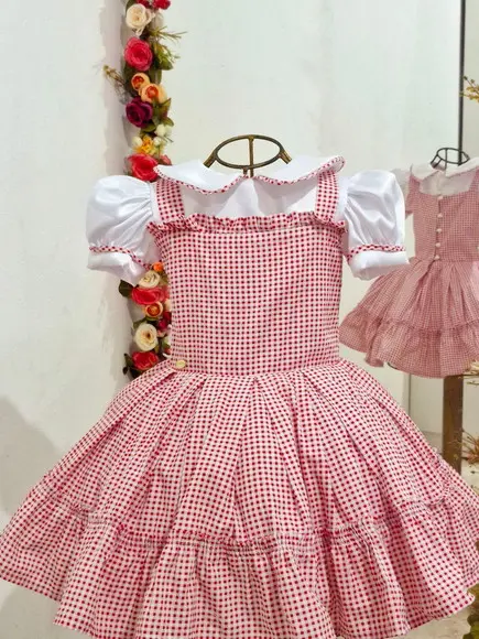 Vestido Xadrez Vermelho Bonequinha