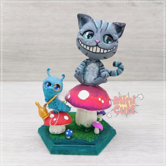Mini Cult Gato de Cheshire e Absolem - Alice no País das Maravil