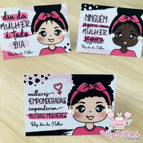 Lembrancinha Dia das Mulheres-card com Brinco Envio Imediato