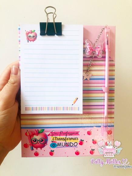 Lembrancinha Dia dos Professores - Mini Prancheta c/ Caneta