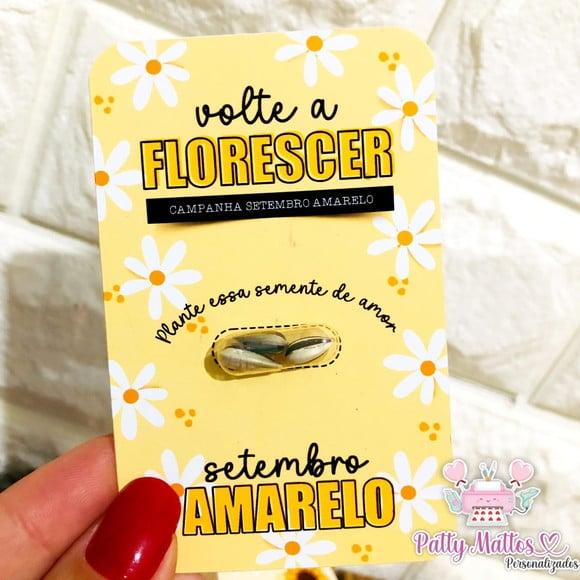 Lembrancinha Setembro Amarelo- Cards com Semente Girassol