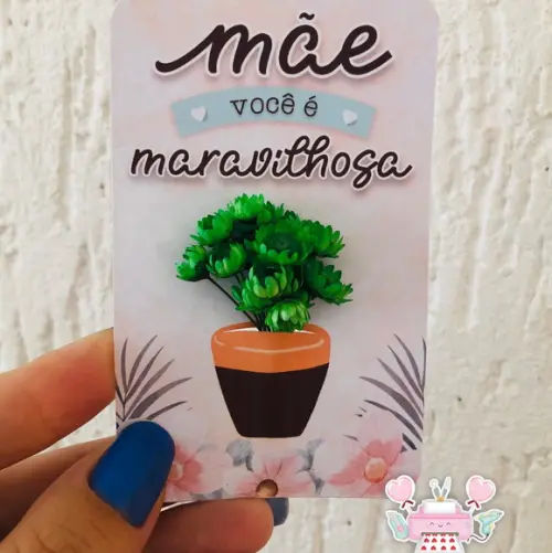 Lembrancinha Dia das Mães - Card Vasinho com Florzinha