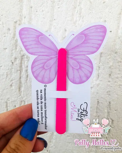 Lembrancinha Dia das Mães-card Borboleta com Lixa-envio Imed