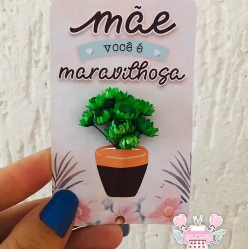 Lembrancinha Dia das Mães - Card Vasinho com Florzinha