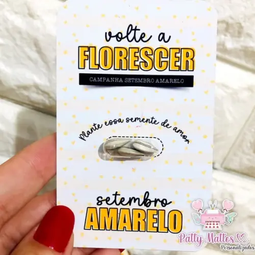 Lembrancinha Setembro Amarelo- Cards com Semente Girassol