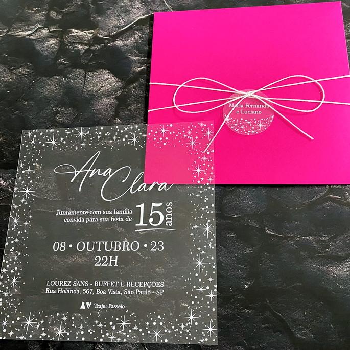 Convite 15 Anos Transparente Brilho das Estrelas