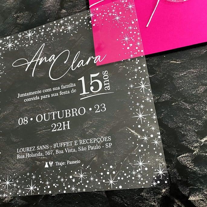 Convite 15 Anos Transparente Brilho das Estrelas