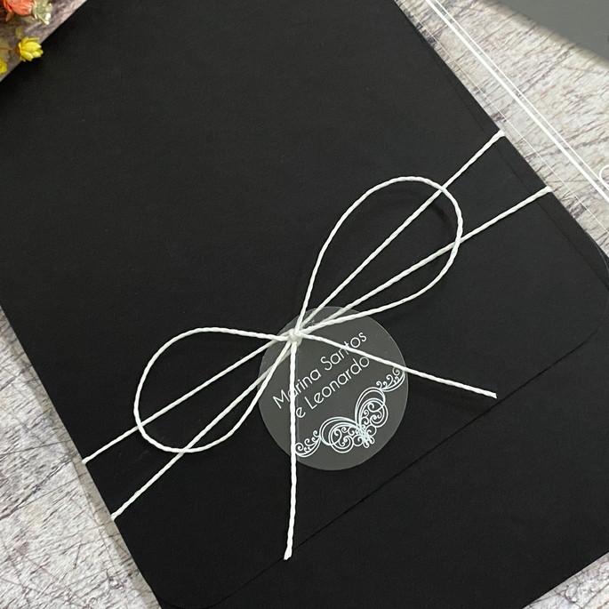 Convite 15 Anos Transparente Arabesco Envelope Preto