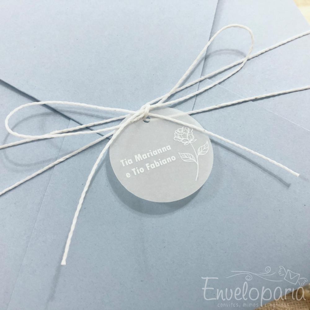 Convite de Casamento Azul Serenity com Vegetal em