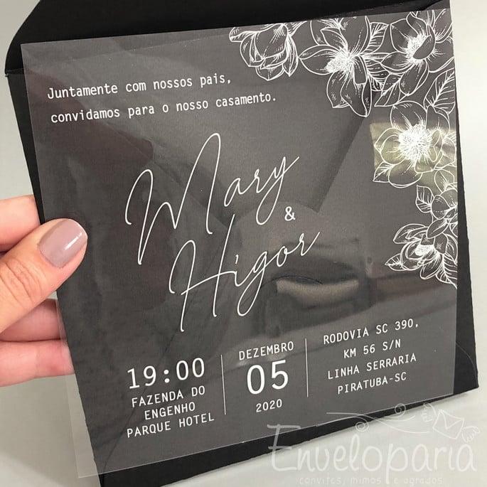 Convite Transparente Impressão Branca