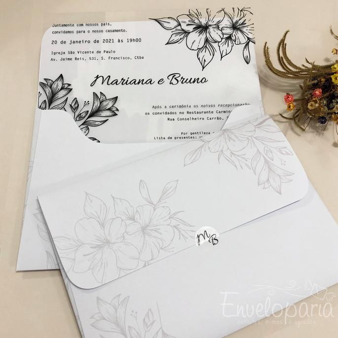 Convite Casamento Transparente com Envelope Personalizado