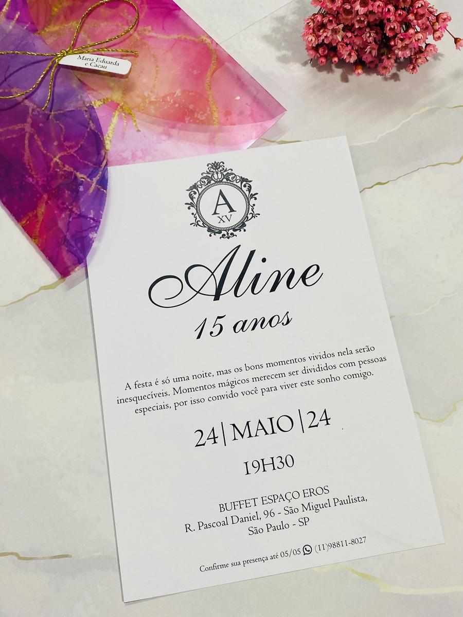 Convite 15 Anos Tie-Dye Luva Transparente