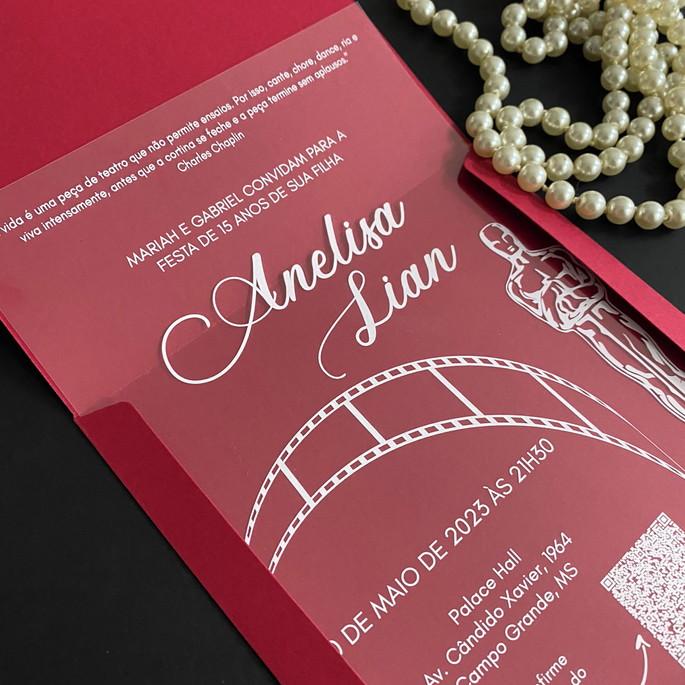 Convite Transparente 15 Anos Oscar