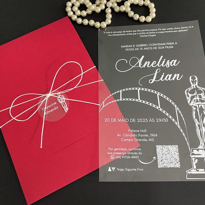 Convite Transparente 15 Anos Oscar